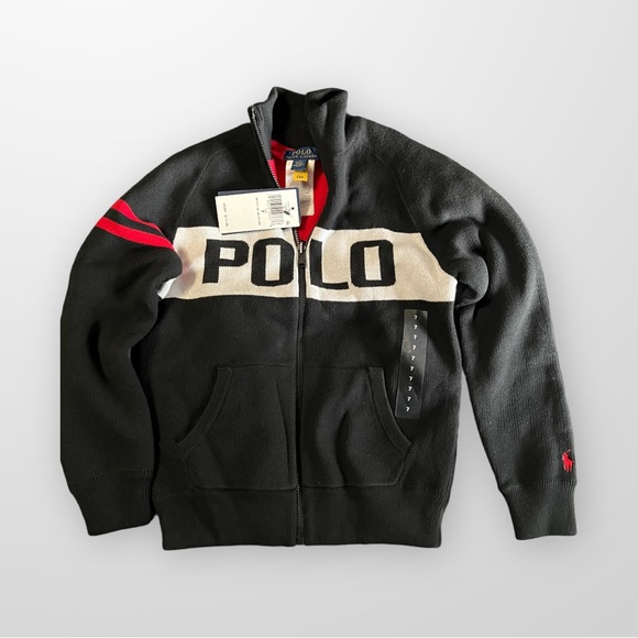 NWT little boys Polo Ralph Lauren reversible full zip sweater $175 retail!